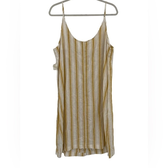 Altar'd State Linen Yellow Striped Button Front Sundress - M - Picture 2 of 10